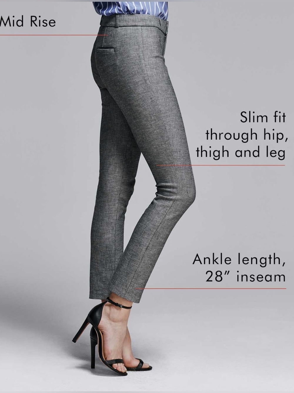 Banana Republic Sloan Gray Slim Fit Ankle Trousers Dress Pants Size 6 - Picture 4 of 6